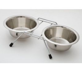 Подставки с мисками двойные металл цветные