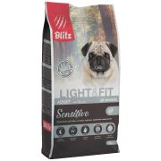 BLITZ Sensitive 15 кг Adult LIGHT & FIT корм для взрослых собак всех пород с лишним весом  1059