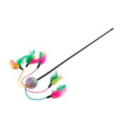 Игрушка д/кошек Дразнилка WOGY Шар-погремушка d=3см, с перьями на палочке l=44см арт.10123-0917