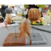 Игрушка д/кошек Дразнилка WOGY Перо l=13см/Мячик меховой d=5см съемные, подставка-когтеточка 15х15см, h=28см арт.2025-2201 Код275752