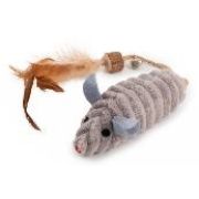 Игрушка д/кошек WOGY Мышка 30/13х6х4см с кошачьей мятой, перьями, мататаби и колокольчиком, микс арт.2024-6441 Код274000