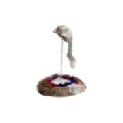 Игрушка д/кошек WOGY Мышка-погремушка 15/7х5см на пружинке h=17см, с основанием d=17см, натуральный мех, микс арт.2024-1340 Код272633