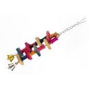 Игрушка WOGY д/птиц 25х6х3см составная с колокольчиками, на цепочке, дерево, микс арт.2024-6342 Код273884