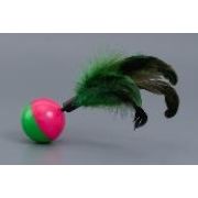 Игрушка д/кошек неваляшка WOGY Мяч-погремушка d=5.5см с Перьями h=18см арт.2024-1363 Код272632