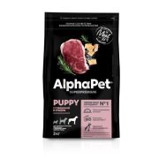 AlphaPet Superpremium 3 кг д/щенков до 6мес берем.и кормящ. собак крупн.пор. с говядин. и рубцом 1/3 1478