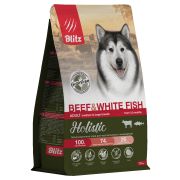 Blitz Holistic Adult Beef & White Fish сухой корм д/собак, говядина и белая рыба 1,5 кг 3060 1/4