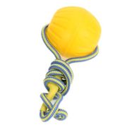 Игрушка д/собак Мяч 9см с тонким канатом желтый ЭВА Keiko  0624