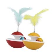 Игрушка д/кошек Неваляшка с мячиком и пером цвет.ассорти 10,5*8см Keiko  8049