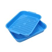 Туалет д/кошек 40*28*6см №5 с сеткой пластик PerseiLine СИНИЙ