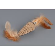 Игрушка д/кошек WOGY Пирамидка-когтеточка 20/7х3см с перьями и колокольчиком, картон арт.2025-2278 Код276047