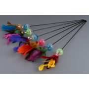 Игрушка д/кошек Дразнилка WOGY Перья l=15см с шариком-погремушкой d=4см на палочке. l=60см, микс арт.2025-0109 Код275297
