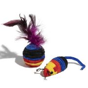 Игрушка д/кошек WOGY набор 2пр: мышка 15/7х3х3см , мячик с пером d=4.5см, микс арт.2024-0875 Код272655