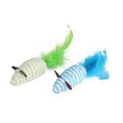 Игрушка д/кошек Набор игрушек NUNBELL Мышки-погремушки 2шт 7х3см сизалевые с перьями микс арт.10922-8763