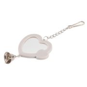 Зеркало WOGY д/птиц Сердце 20х8см двустороннее с колокольчиком, на цепочке арт.2024-6347 Код273890