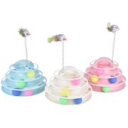 Игрушка д/кошек WOGY Пирамида 48х25х25см с дразнилкой Перо, шариками, кошачьей мятой, колокольчиком, вращается, мигает арт.2024-1066