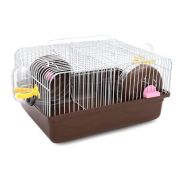 Клетка д/грызунов 31х24х17см двухсекционная  с наполнением: 2 колеса, 2 поилки, 2 кормушки микс арт.10922-6041