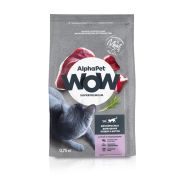 AlphaPet WOW Superpremium 0,75 кг д/кошек и котов взрослых домашних с уткой и потрошками  1/12 0884