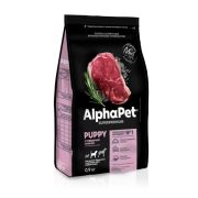 AlphaPet Superpremium 0,9 кг д/щенков, берем и кормящих собак средних пород с говядиной и рисом 1/12 1607