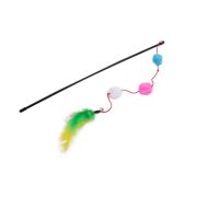 Игрушка д/кошек Дразнилка WOGY Шарик 3шт с перьями на палочке l=45см, с колокольчиком микс арт.10123-0904