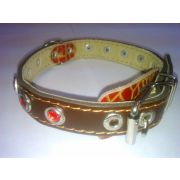 Ошейник №20 с подклад украшен кольц посередине 34-42см АРТ615