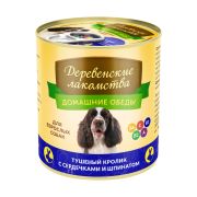 Деревенские лакомства д/соб КОНС.Домашние обеды тушеный кролик с сердечками и шпинатом 240гр. 5504 1/24