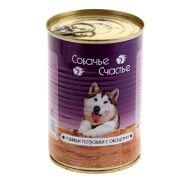 Собачье счастье 410,0 д/соб говяжьи потрошки с овощами  желе ж/б 1/20-