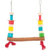 Игрушка для птиц SkyRus «Деревянные качели с цветными блоками», 30х3,5х34см