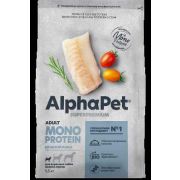 AlphaPet Superpremium MONOPROTEIN 1,5 кг д/собак взрослых мелких пород из белой рыбы 2871  1/6