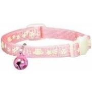 Ошейник с усиленной флюоресценцией и колокольчиком для кошек. Размер S. Розовый  0699