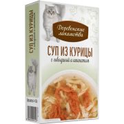 Деревенские лакомства д/кош «Суп из курицы с говядиной и шпинатом», пауч 35г*4шт  1/20