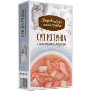 Деревенские лакомства д/кош «Суп из тунца с кальмаром и макрелью», пауч 35г*4 шт  1/20