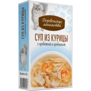 Деревенские лакомства д/кош «Суп из курицы с креветкой и гребешком»,пауч 35г*4шт  1/20