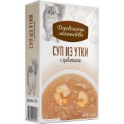 Деревенские лакомства д/кош «Суп из утки с креветкой», пауч 35г*4 шт  1/20