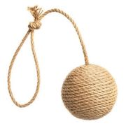 Игрушка д/кошек клубок  миниатюрный с ручкой Petsiki (песочный) ДЖУТ  1/20