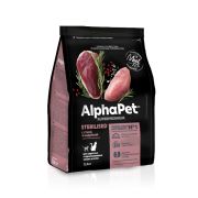 AlphaPet Superpremium 0.4 кг д/кошек и котов взрослых стерилиз. с уткой и индейкой 1/14  1690*
