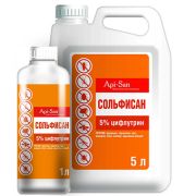 Сольфисан 1л.(цифлутрин 5 %) для уничтожения тараканов, муравьев, клопов, блох, мух, комаров1/6