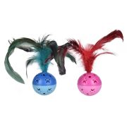 Игрушка д/кошек NUNBELL Мяч с перьями d=5см микс арт.10922-5425  1/12